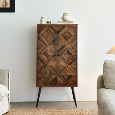 Armoire d'appoint de 50 po de hauteur avec portes en bois récupéré pour le salon, le vestibule ou la chambre à coucher