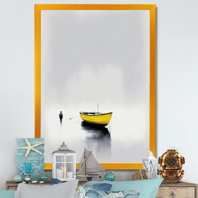 Bateau de brouillard jaune sur le lac II - impression