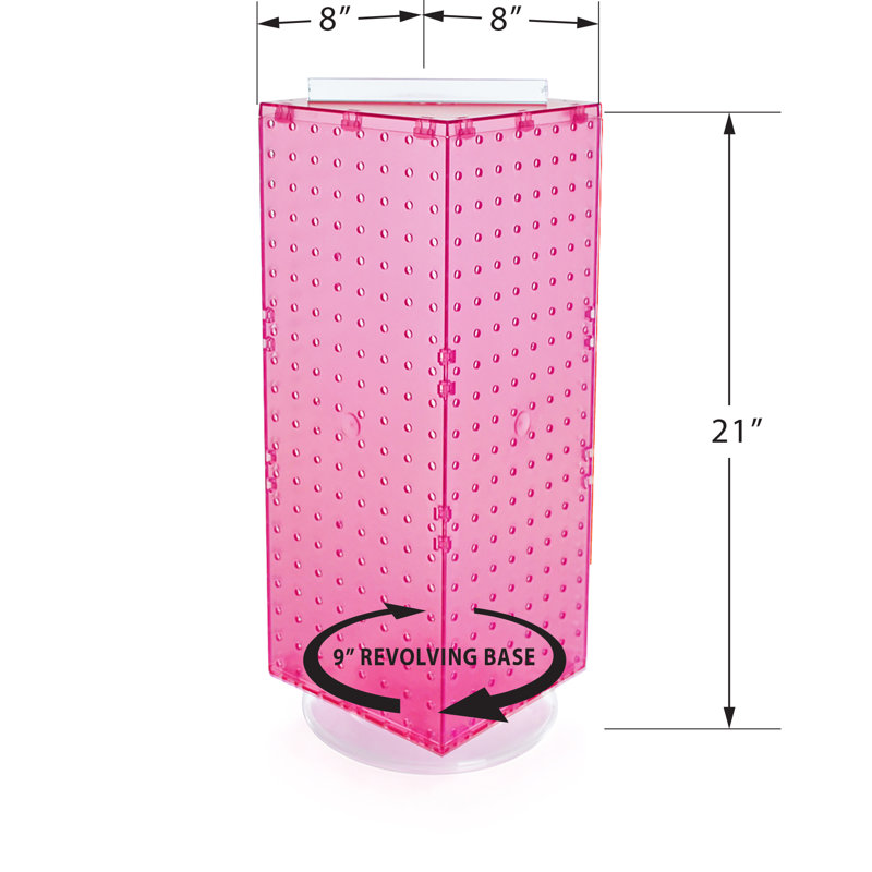 Four-Sided Revolving 8"W x 20"H Pegboard Counter Display w/24 4" Hooks