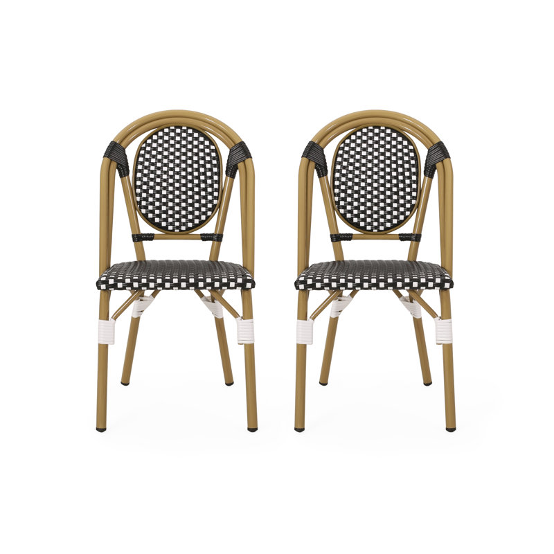 Chaises d'appoint d'extérieur en osier de qualité supérieure résistantes aux intempéries, Noir / blanc