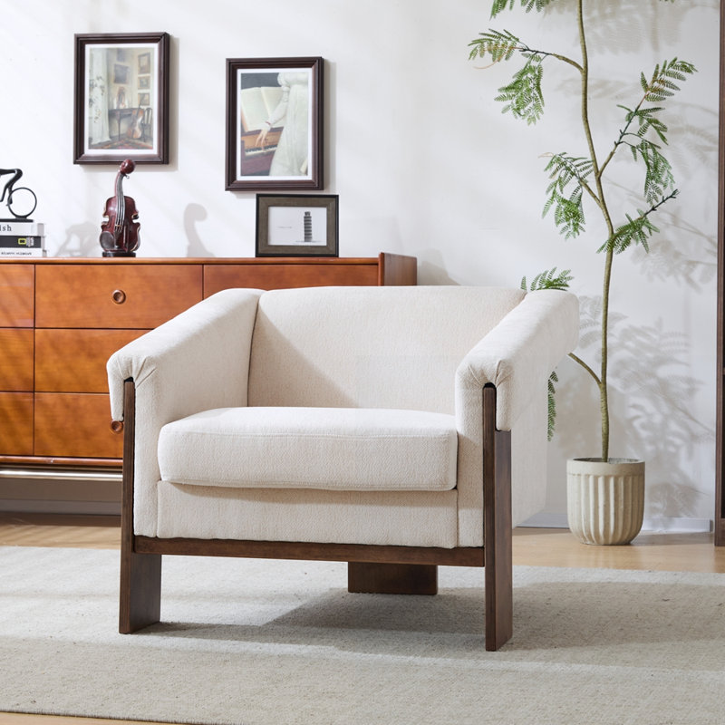 Chaise d'appoint avec accoudoirs larges, Beige
