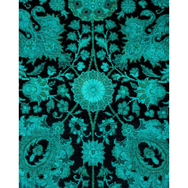 Tapis bleu noué à la main de conception unique Holsworth - bleu