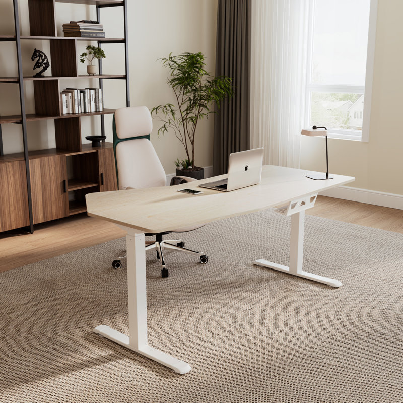 Bureau pour travailler debout réglable en hauteur Marincho, Noyer / gris