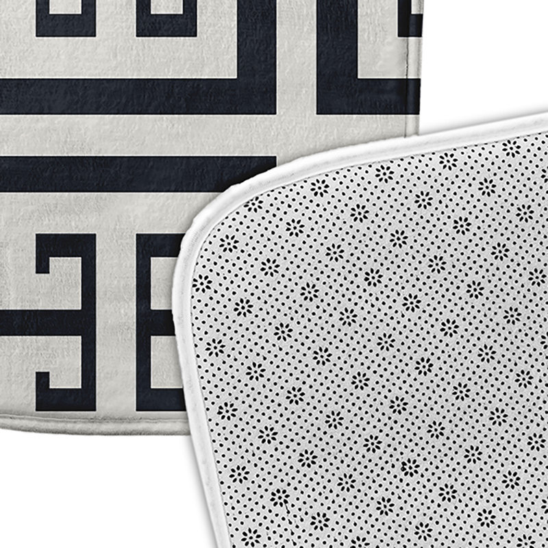 Tapis de bain à motif de clé grecque, L 21 po x L 34 po, Noir
