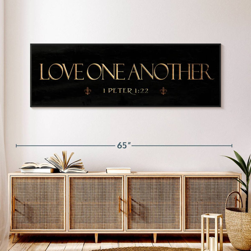 «Love One L'autre Verset de la Bible», 57 po x 19 po, Cadre flottant noir