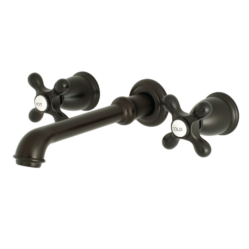 Robinet de salle de bain mural 3 trous Kingston Brass English Country, Bronze huilé
