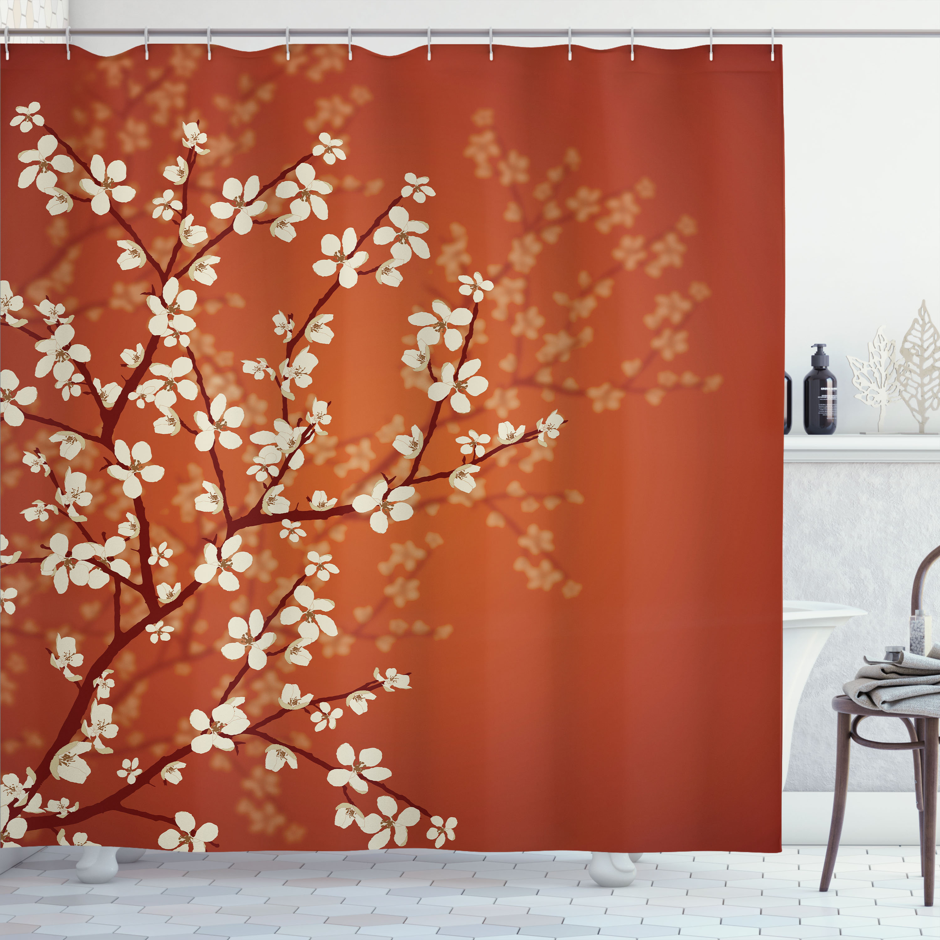 Ambesonne Japanese Shower Curtain Sakura Bloom Spring Season & Reviews