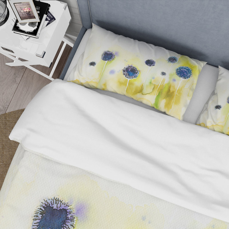 Fleurs bleues dans la prairie - Ensemble de housse de couette traditionnel - Microfibre de polyester