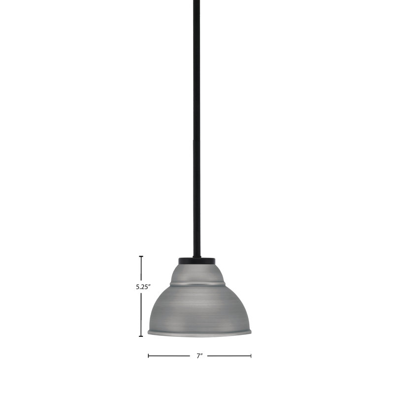 Mini-luminaire suspendu 1 lumière Amarmula, finition noir mat, abat-jour en métal graphite double 7 po, Gris