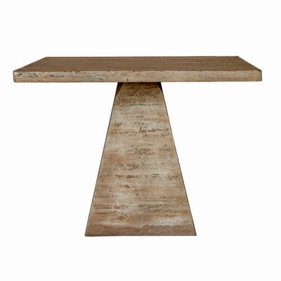 40x40x29.5" Cream Square Dining Table with Pedestal Base