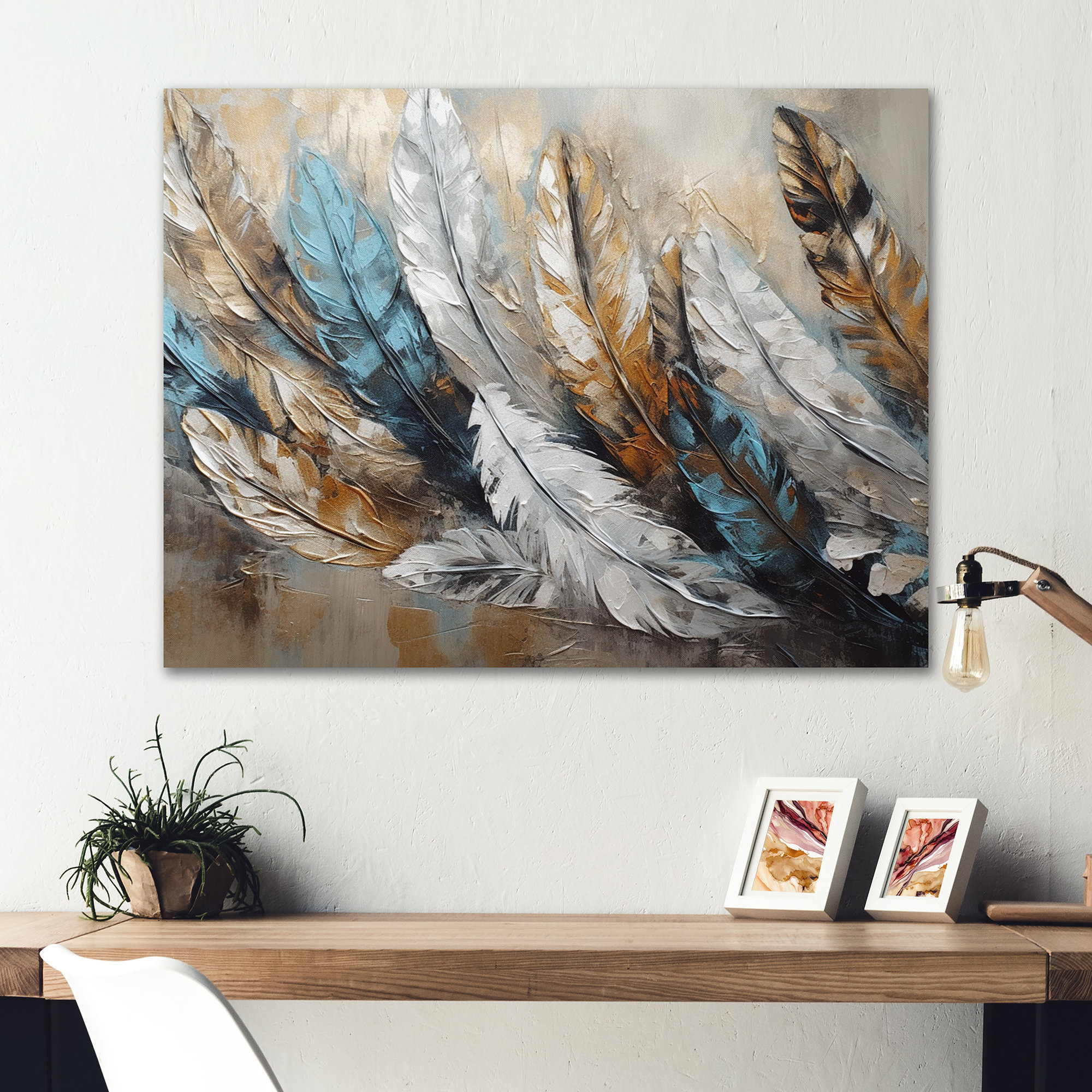 Bungalow Rose Gold Feather Extravaganza II - Glam Feather Metal Wall