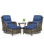 Ensemble de conversation d'extérieur 5 pièces Koba - Chaises berçantes pivotantes avec repose-pieds et table d'appoint-1315477265-1315477264