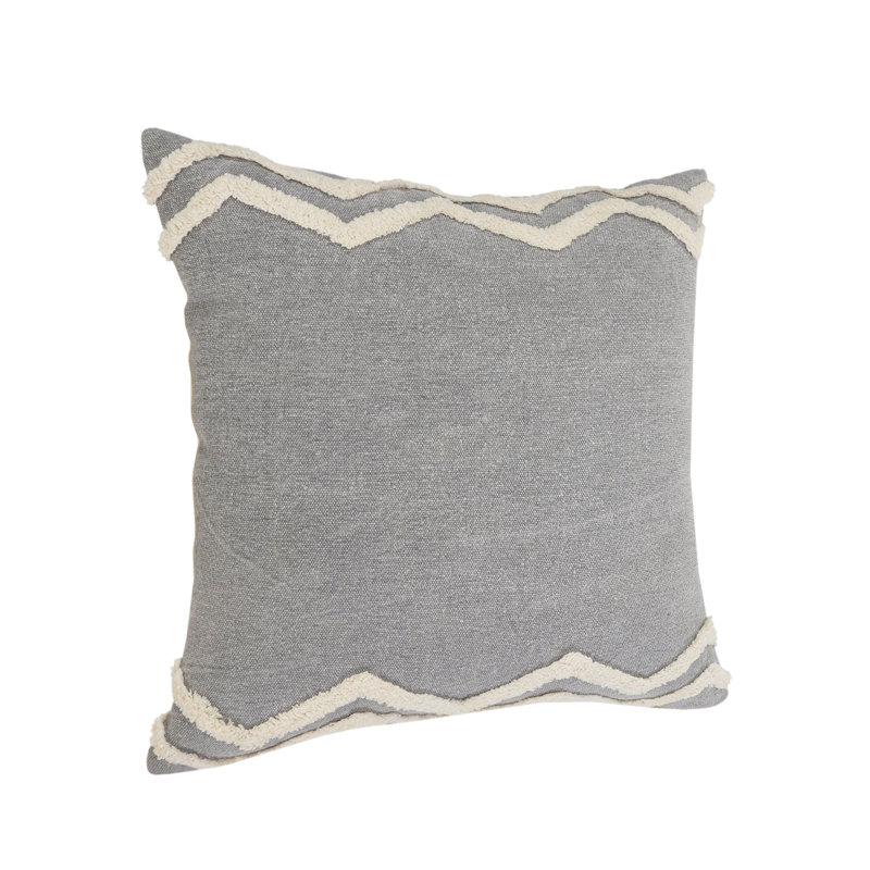 Gray Chevron Textured Throw Pillow Cover, Square 20", Polyester