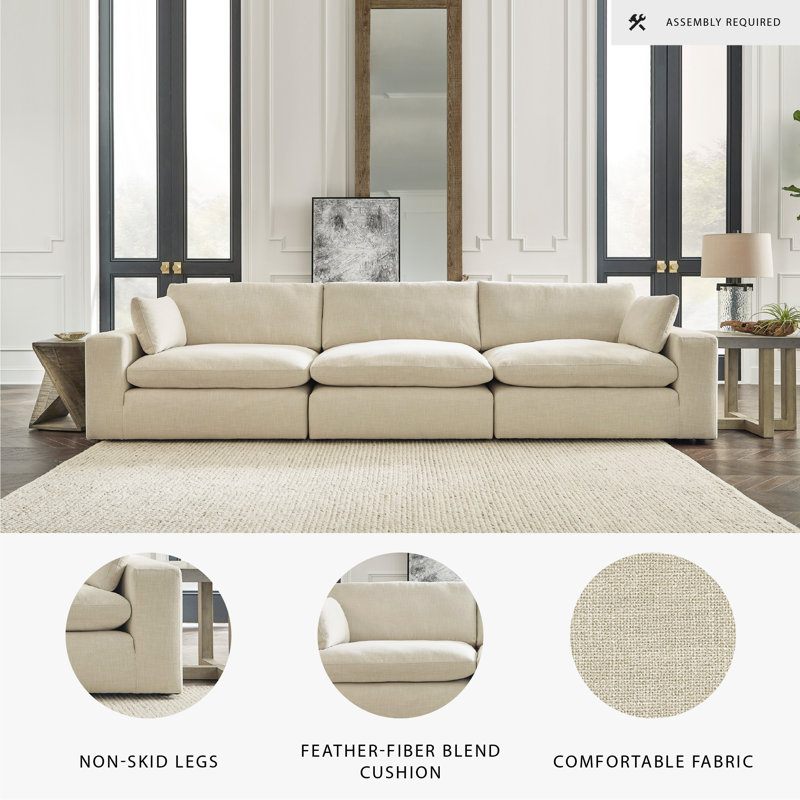 Elyza 144'' Upholstered Sofa, Ivory