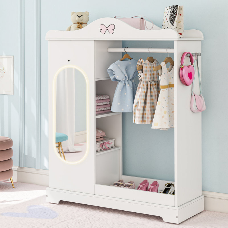 Kids Armoire With Jewelry Cabinet, White