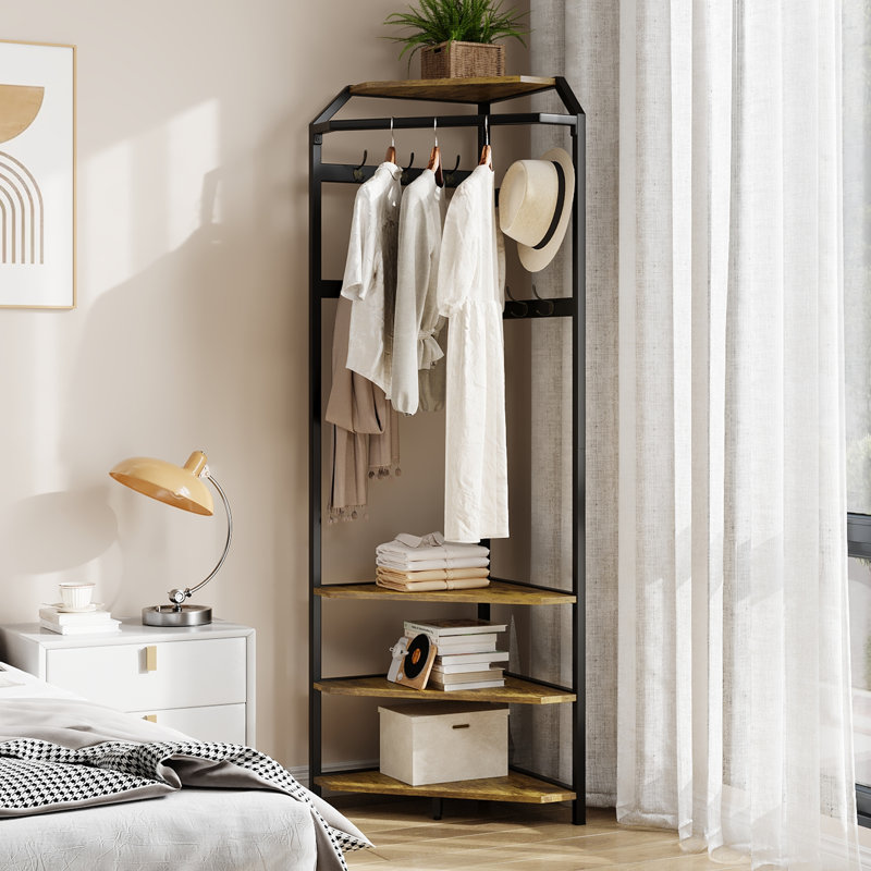 Metal Freestanding 1 - Hook Coat Rack, Brown