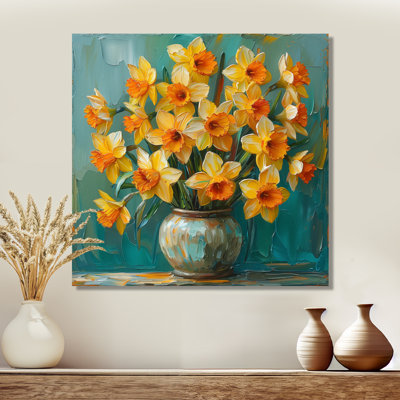Bloom, orange, nature morte, jonquilles II - Jonquilles, art mural, salon