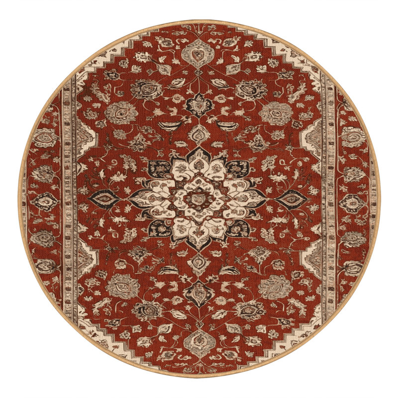 Tapis brun lavable à la machine, Rond 5 pi