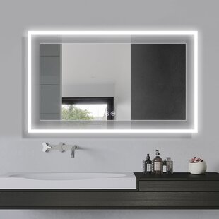 Ancerre Designs Immersion LED Frameless Mirror with Bluetooth, Defogger and Digital Display, 48 in. x 40 in.