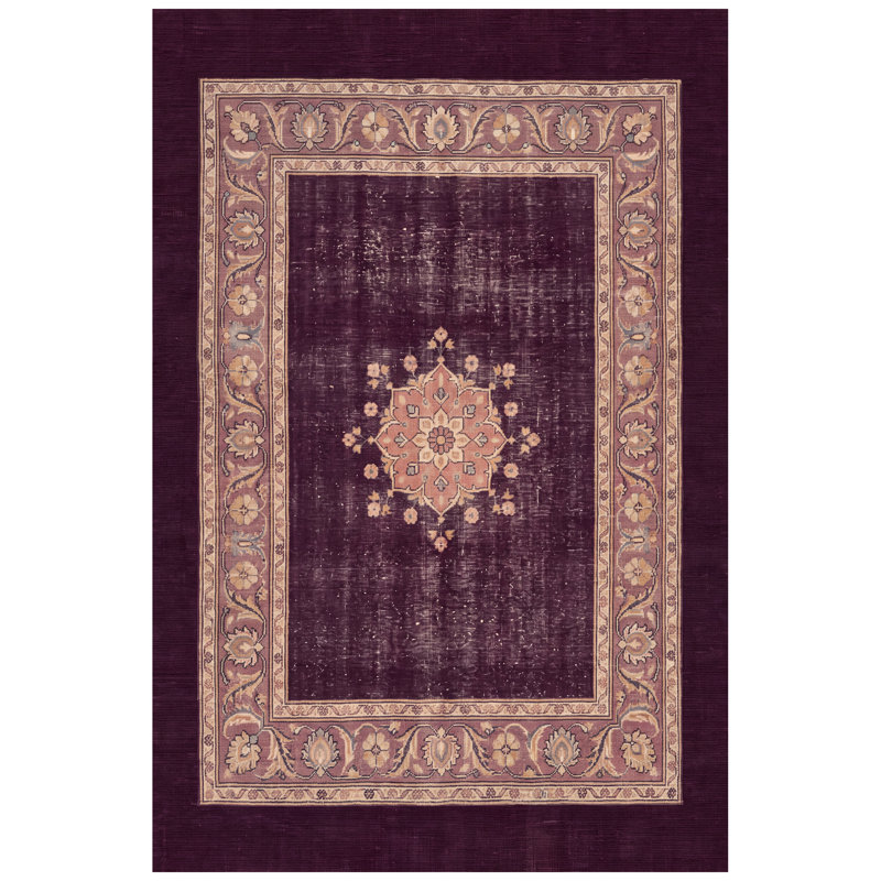 Tapis Ashley traditionnel persan en polyester doré lavable, 9 pi 2 po x 11 pi 6 po