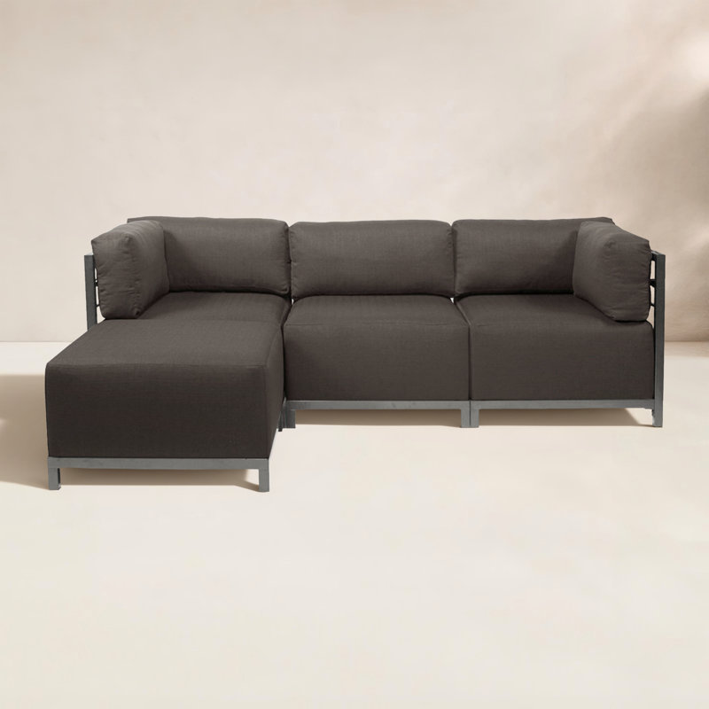Canapé modulaire avec coussins Olen, Sunbrella® gris anthracite marin, Titane