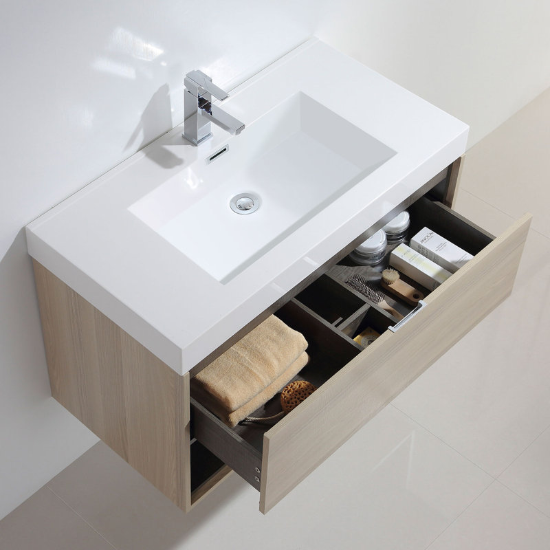 Pierceton 36'' Single Bathroom Vanity with Resin Top, Tan