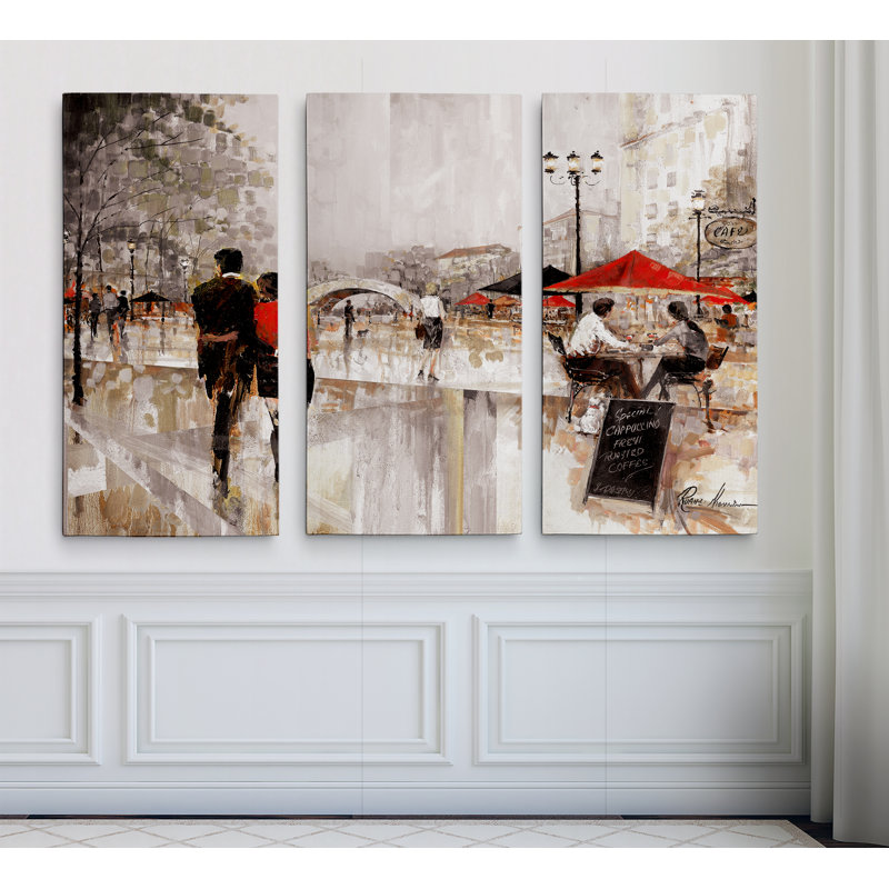 Riverwalk Charm - Ensemble de 3 reproductions d'images sur toiles, H 40 po x l 60 po x P 1,5 po