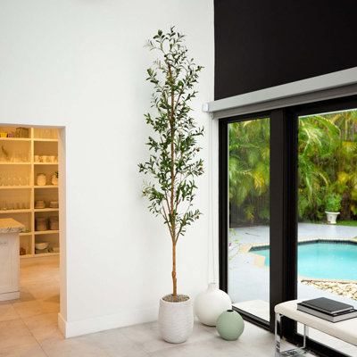 108'' Faux Olive Tree in Pot Liner