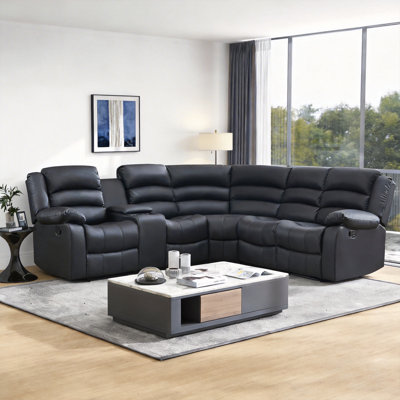 Canapé modulaire inclinable en similicuir 7 pièces avec porte-gobelets et rangement 7 pièces