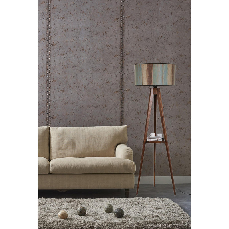 Luro Elegant Floor Lamp with 100% FIR TREE Frame, 60W E27 Socket, 60.0 in Height | Fabric Cap (9.4 in L, 17.7 in D) & Sturdy Base (19.7 in D) | On/Off Switch on Cable, Perfect for Living Room & Bedroom Decor
