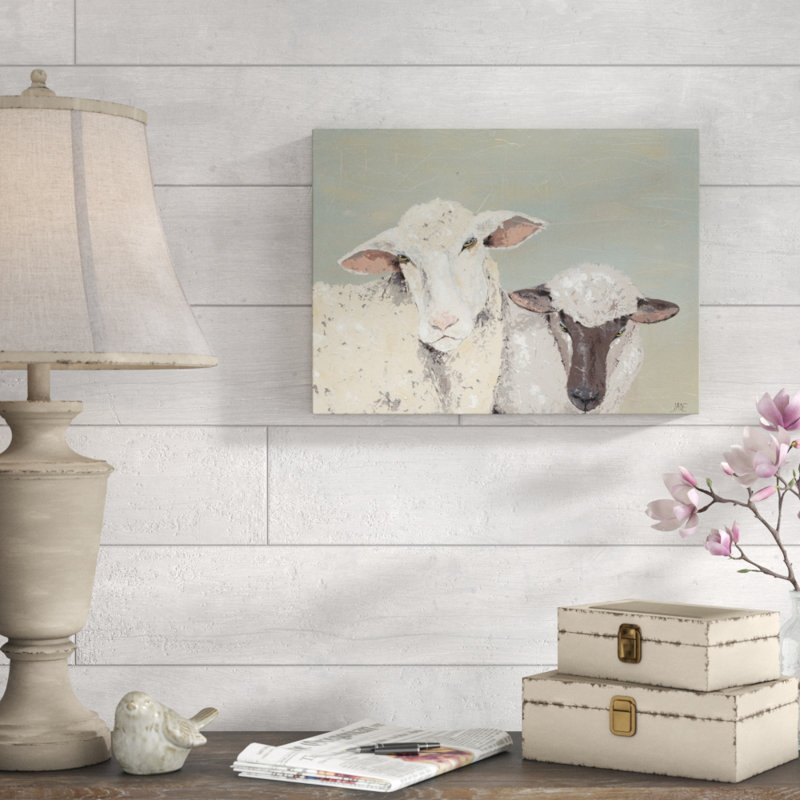 « doux agneaues i », peinture sur toile tendue, H 24 po x l 32 po x P 2 po