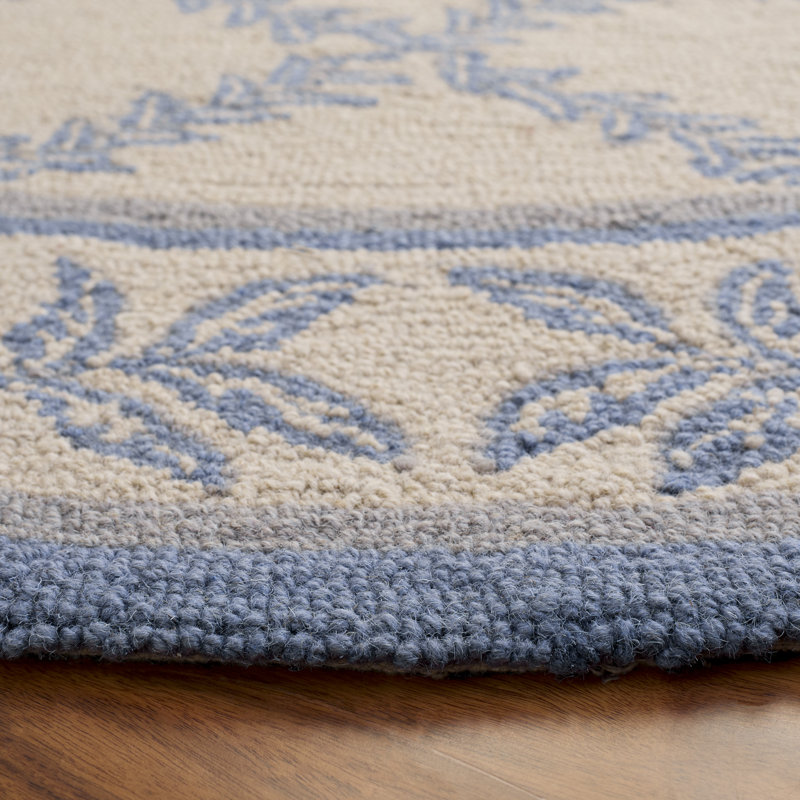 Tapis géométrique en laine crocheté à la main Roseta, Rond 4 pi