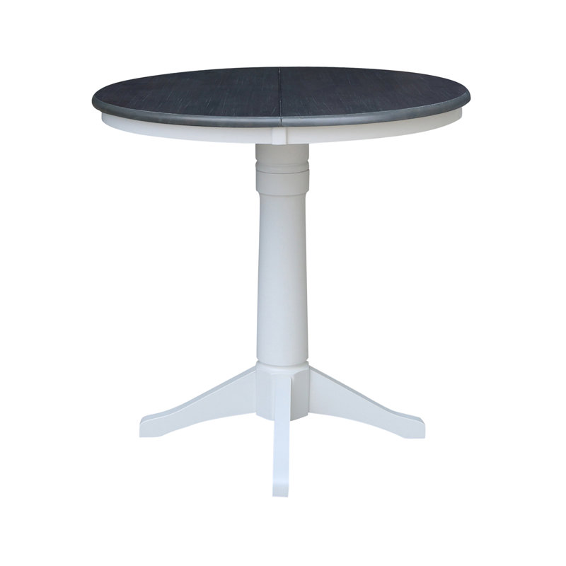 Henington Extendable Solid Wood Dining Table, Heather Gray/White