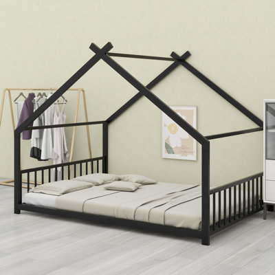 Modern Metal House Bed with Sturdy Construction
