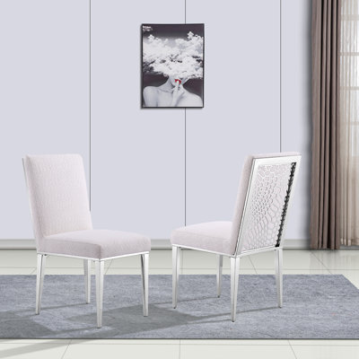 Zaeda White Fabric Upholstered Dining Chairs