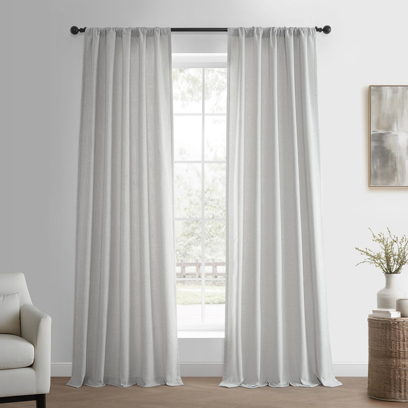 Basic Faux Linen Curtain Pair - 2 Panels - Light Filtering Window Curtains, 50" W x 108" L, Off White