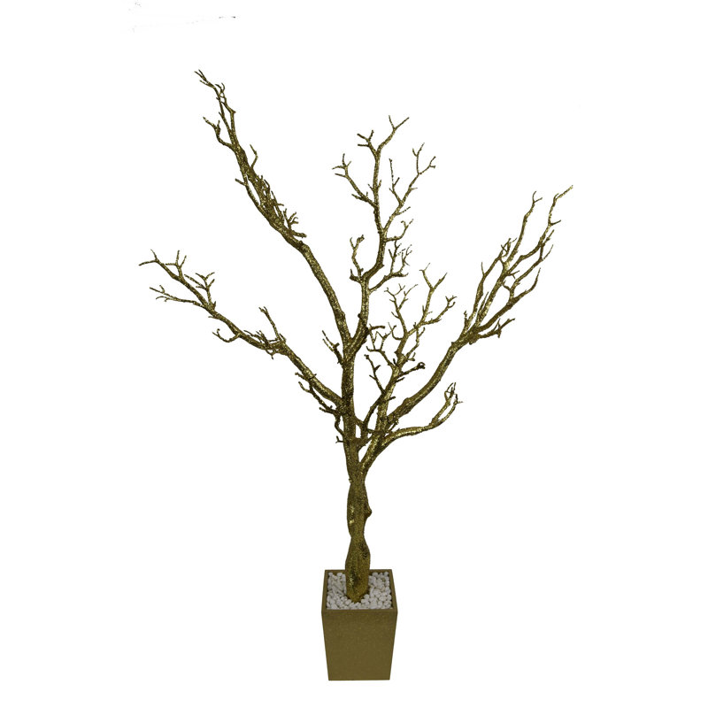 Plancher Manzanita en pot, H 48 po x l 26 po x p 12 po, Or