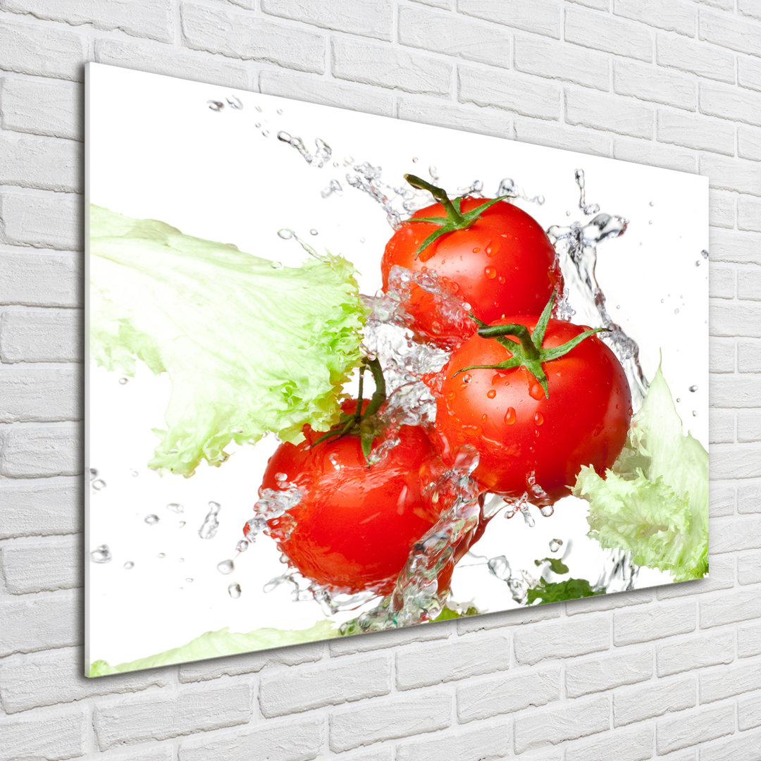 Glasbild-Tomaten und Salat