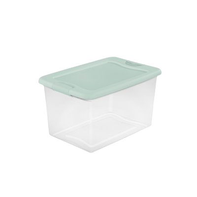 Sterilite 18 Pack 64 Qt Latching Box, Plastic Storage Bin with Lid, Mindful Mint