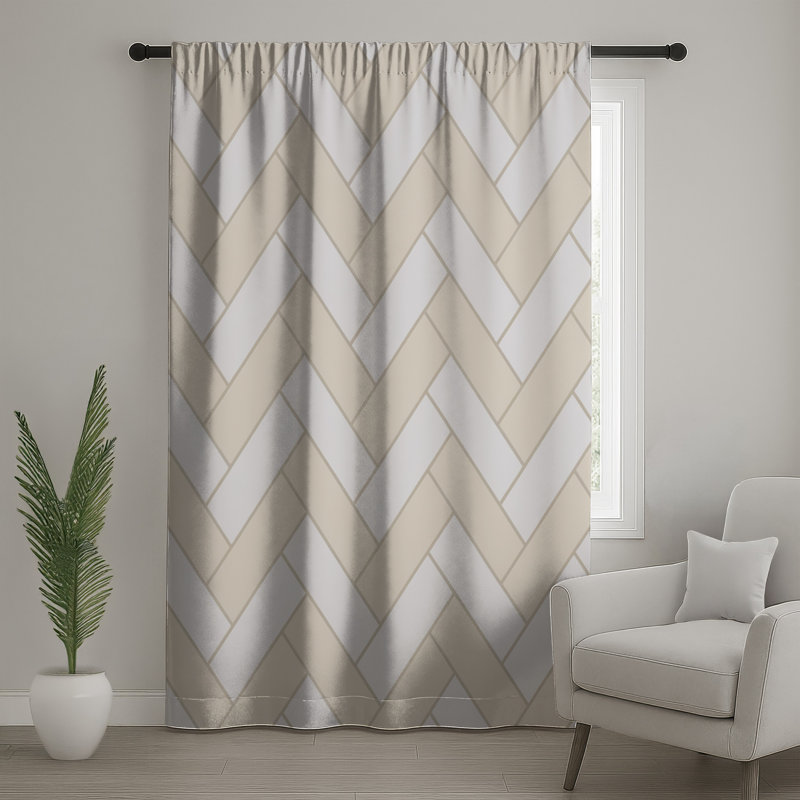 Rideaux à motif de tuiles à chevrons, voilages et voilages à motif de chevrons - 1 panneau, 50" x 80" - 1 Panel, Blockout