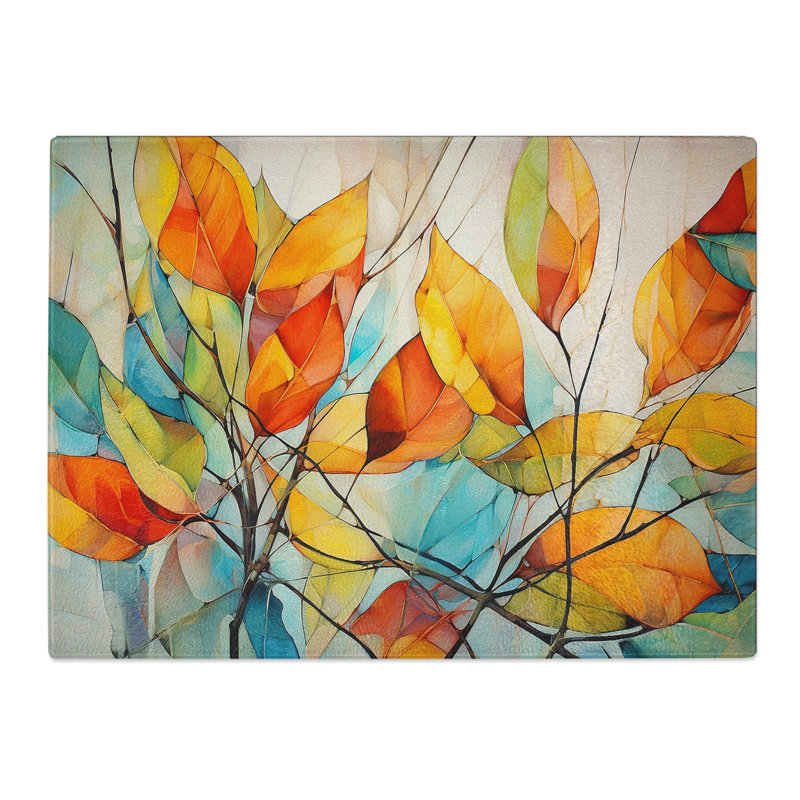 Leaf Abstract  Glass Chopping Board