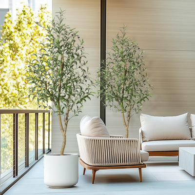 Artificial Olive Tree - Potted Fake Olive Trees for Indoor Outdoor, Realistic Faux Potted Olive Plants for Home Decor, Office, Living Room, Wedding, Commercial Decor