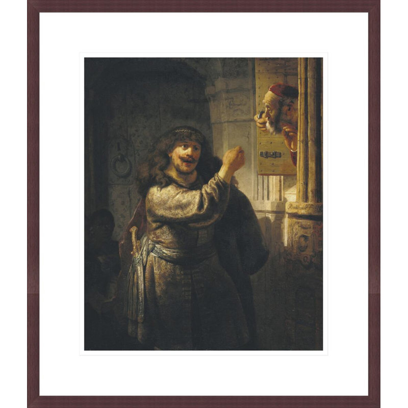 Samson menaçant son beau-père par Rembrandt van Rijn - Estampe numérique encadrée, H 20,49 po x l 17,75 po