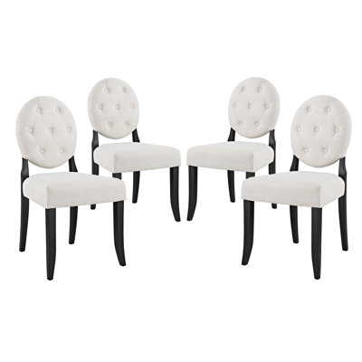 Modway Button Dining Side Chair Upholstered Fabric