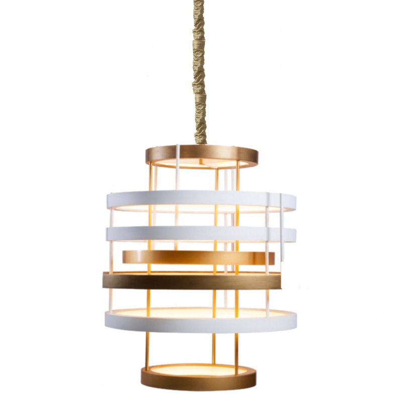 Lustre léger en roue de chariot Cronus, H 72 po x l 42 po x P 42 po, Ivoire doré