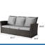 Terrasse 3 places tout temps de 172 cm (67,7 po), coussins gris, structure noire, fer robuste et imperméable pour une utilisation extérieure