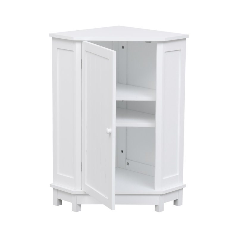 Armoire de rangement d'angle blanche avec plateau réglable, Blanc