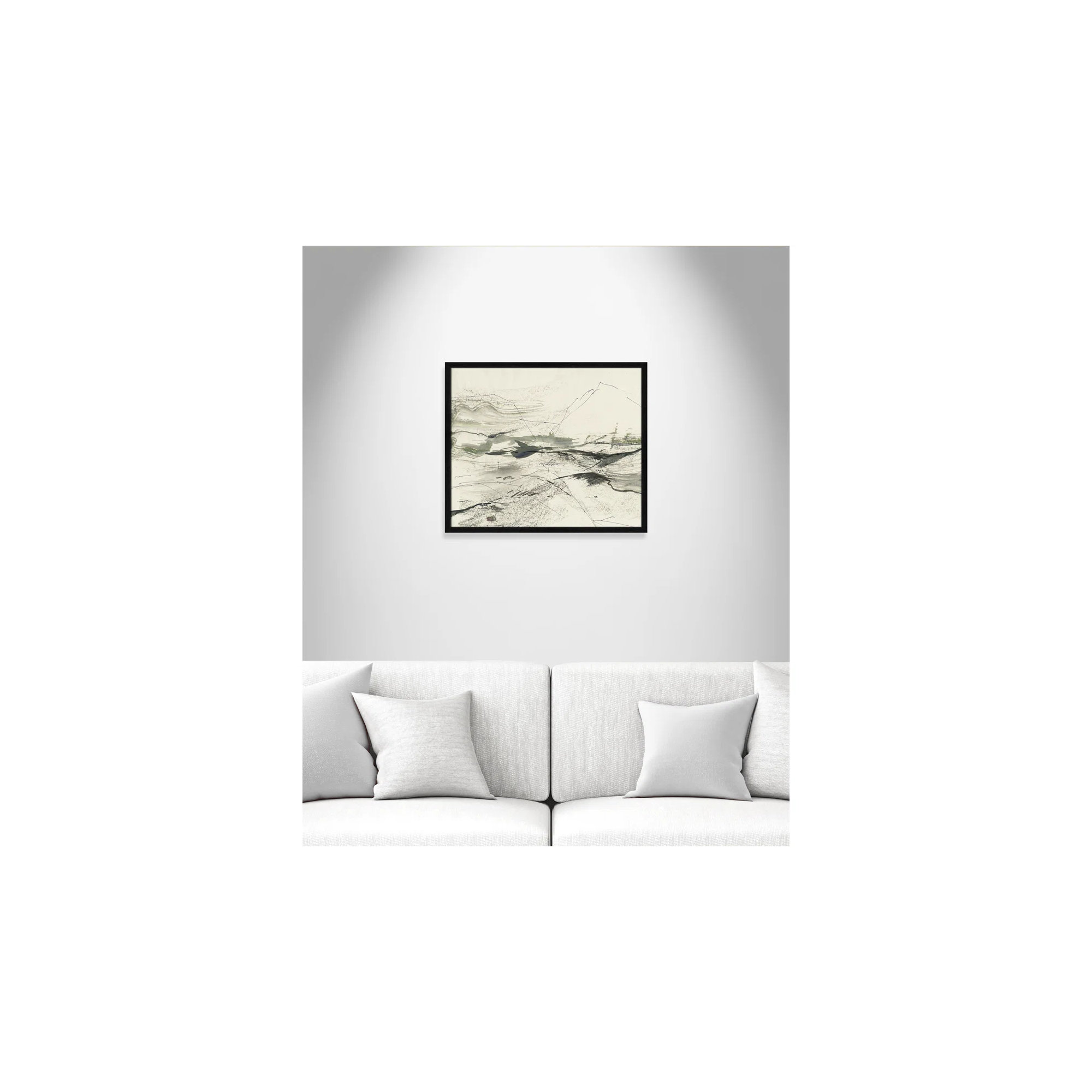 Green Sketches by PI Studio, 21.5" H x 25.5" W x 0.75" D, Black Slim Picture Framed, No Mat