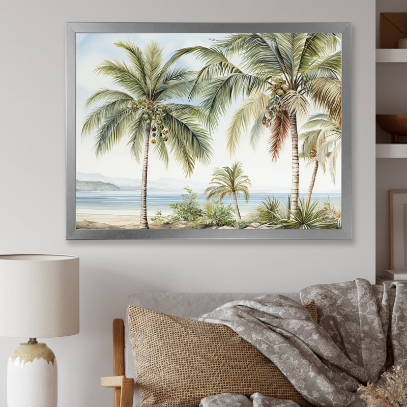 Palmiers sur la plage V - palmiers et palmiers, art mural, Toile tendue, H 16 po x l 32 po x P 1 po