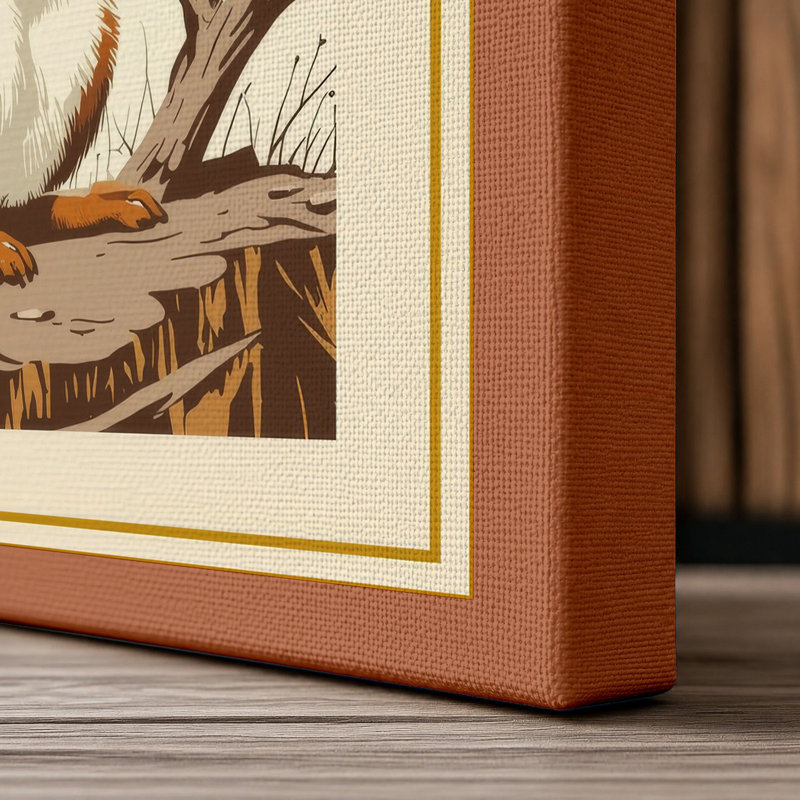 Red Squirrel Portrait Boho - Wrapped Canvas, 24x16 - 61.0 x 40.6 cm, Terracotta Border